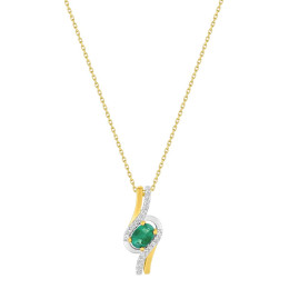 Le Collier or bicolore 375/1000, émeraude taille ovale et oxydes de zirconium by Stauffer