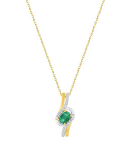Le Collier or bicolore 375/1000, émeraude taille ovale et oxydes de zirconium by Stauffer