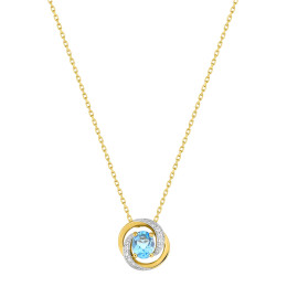 Le Collier or jaune 375/1000, topaze bleue taille ovale by Stauffer