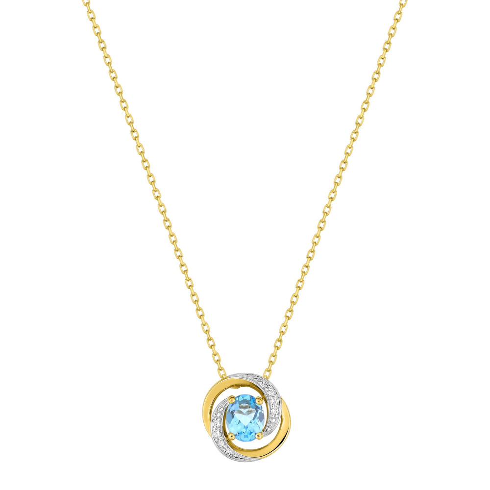 Le Collier or jaune 375/1000, topaze bleue taille ovale by Stauffer