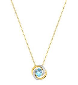 Le Collier or jaune 375/1000, topaze bleue taille ovale by Stauffer