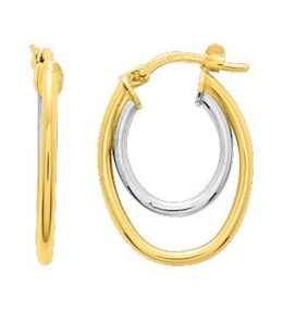 Les Boucles d'oreilles créoles or bicolore 375/1000, by Stauffer