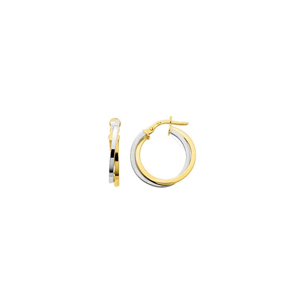 Les Boucles d'oreilles créoles or bicolore 375/1000, by Stauffer