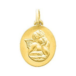 La Médaille ange or jaune 375/1000, forme ovale by Stauffer