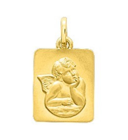 La Médaille ange or jaune 375/1000, forme rectangulaire by Stauffer