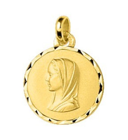 La Médaille Vierge or jaune 375/1000, forme ronde by Stauffer