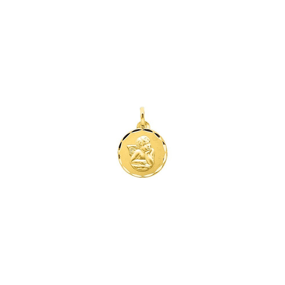 La Médaille Ange or jaune 375/1000, forme ronde by Stauffer