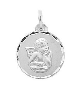 La Médaille Ange or gris 375/1000, forme ronde by Stauffer
