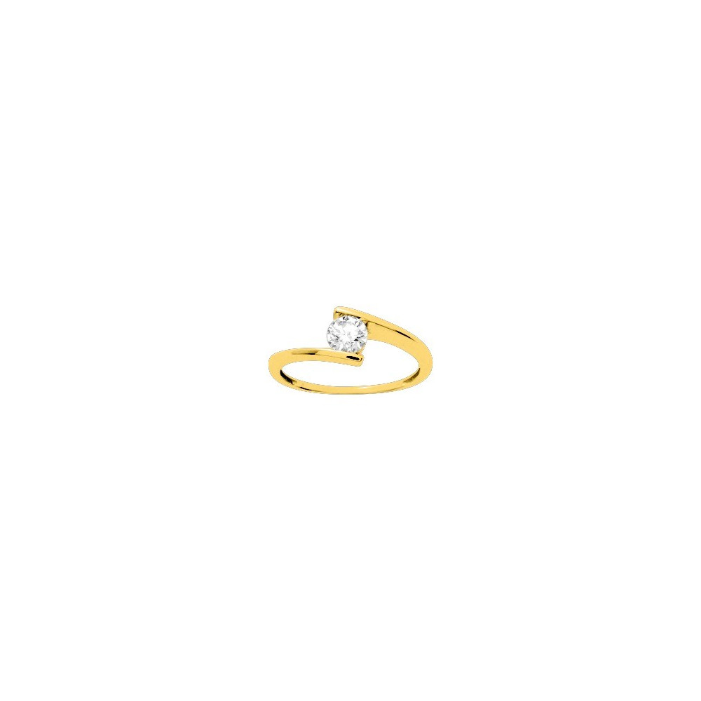 La Bague or jaune 375/1000, oxyde de zirconium taille brillant by Stauffer