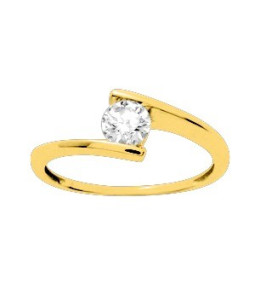 La Bague or jaune 375/1000, oxyde de zirconium taille brillant by Stauffer