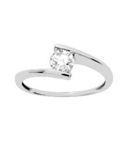 La Bague or gris 375/1000, oxyde de zirconium taille brillant by Stauffer