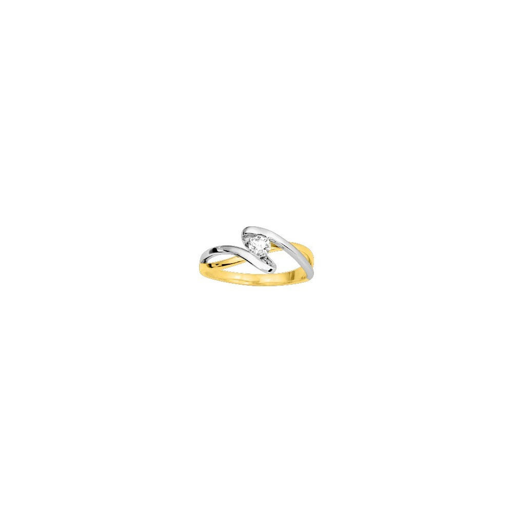 La Bague or bicolore 375/1000, oxyde de zirconium taille brillant by Stauffer