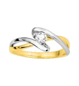 La Bague or bicolore 375/1000, oxyde de zirconium taille brillant by Stauffer