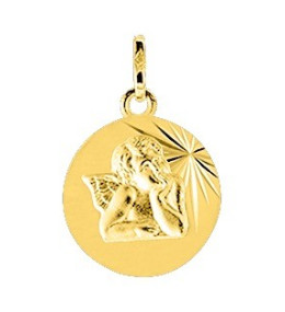 La Médaille Ange or jaune 375/1000, forme ronde by Stauffer