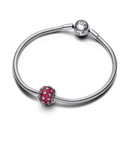 Le Charm Pandora, Rond Pavé rouge Scintillant, en argent 925/1000, 792630C03