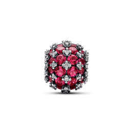 Le Charm Pandora, Rond Pavé rouge Scintillant, en argent 925/1000, 792630C03
