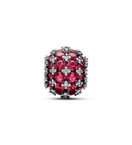 Le Charm Pandora, Rond Pavé rouge Scintillant, en argent 925/1000, 792630C03