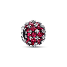 Le Charm Pandora, Rond Pavé rouge Scintillant, en argent 925/1000, 792630C03