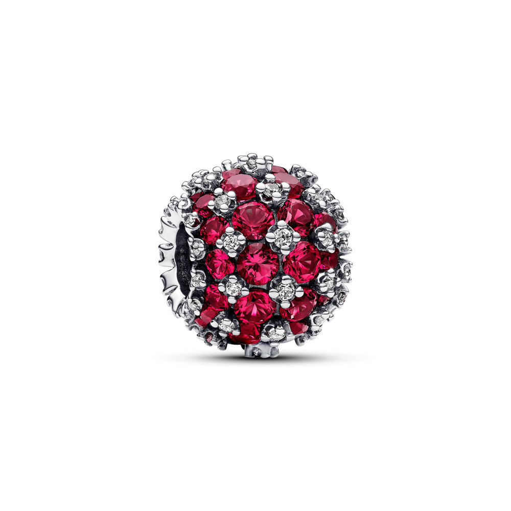 Le Charm Pandora, Rond Pavé rouge Scintillant, en argent 925/1000, 792630C03