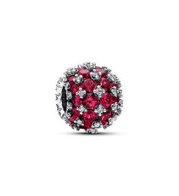 Le Charm Pandora, Rond Pavé rouge Scintillant, en argent 925/1000, 792630C03