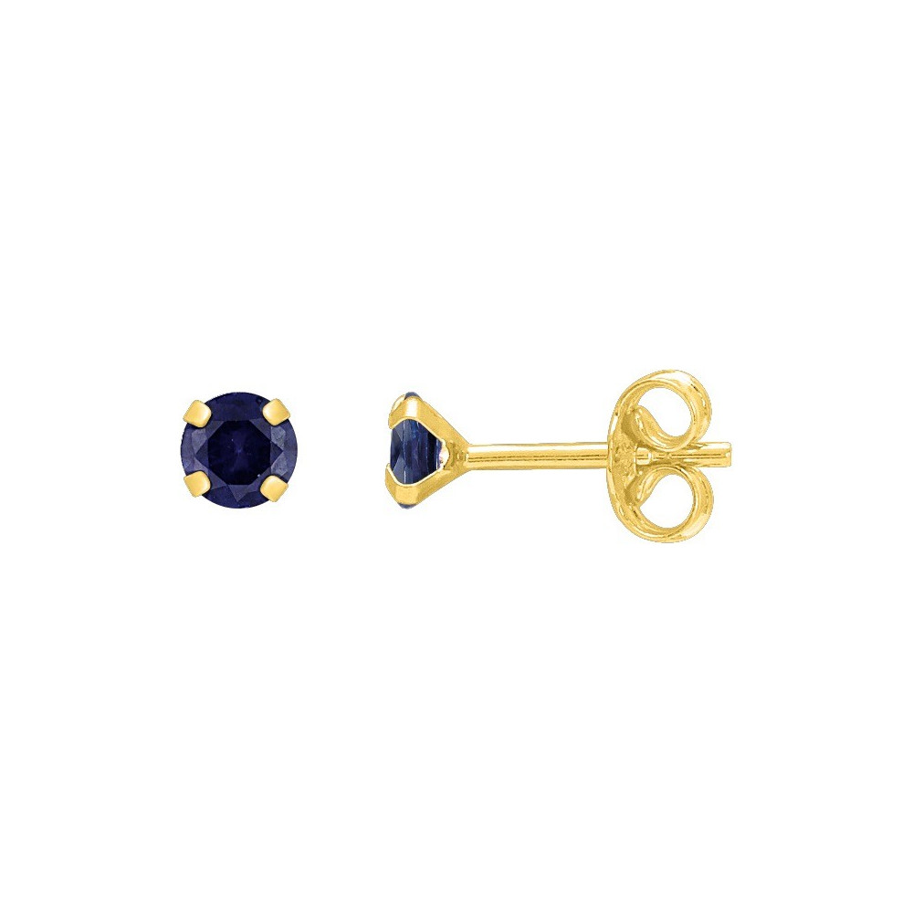 Les Boucles d'oreilles or jaune 375/1000 et saphirs bleus taille brillant de 4,00 mm by Stauffer