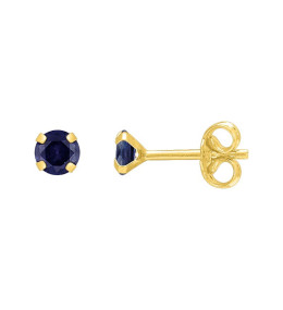 Les Boucles d'oreilles or jaune 375/1000 et saphirs bleus taille brillant de 4,00 mm by Stauffer