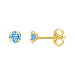Les Boucles d'oreilles or jaune 375/1000 et topazes bleues taille brillant de 4,00 mm by Stauffer