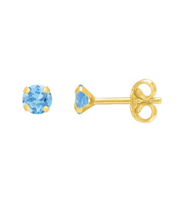 Les Boucles d'oreilles or jaune 375/1000 et topazes bleues taille brillant de 4,00 mm by Stauffer