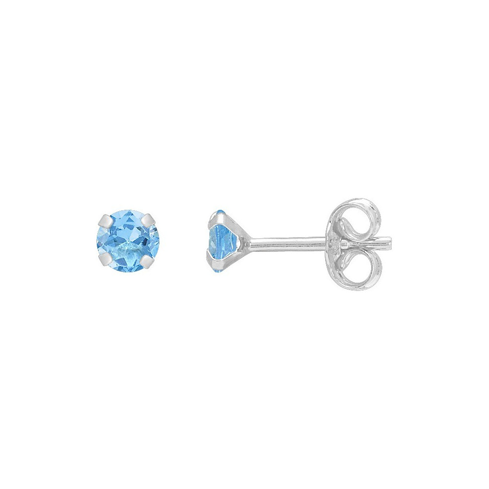 Les Boucles d'oreilles or gris 375/1000 et topazes bleues taille brillant de 4,00 mm by Stauffer