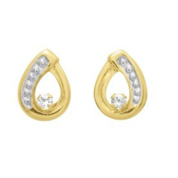 Les Boucles d'oreilles or bicolore 375/1000 et oxydes de zirconium taille brillant by Stauffer