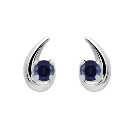 Les Boucles d'oreilles or gris 375/1000 et saphirs bleus taille brillant by Stauffer