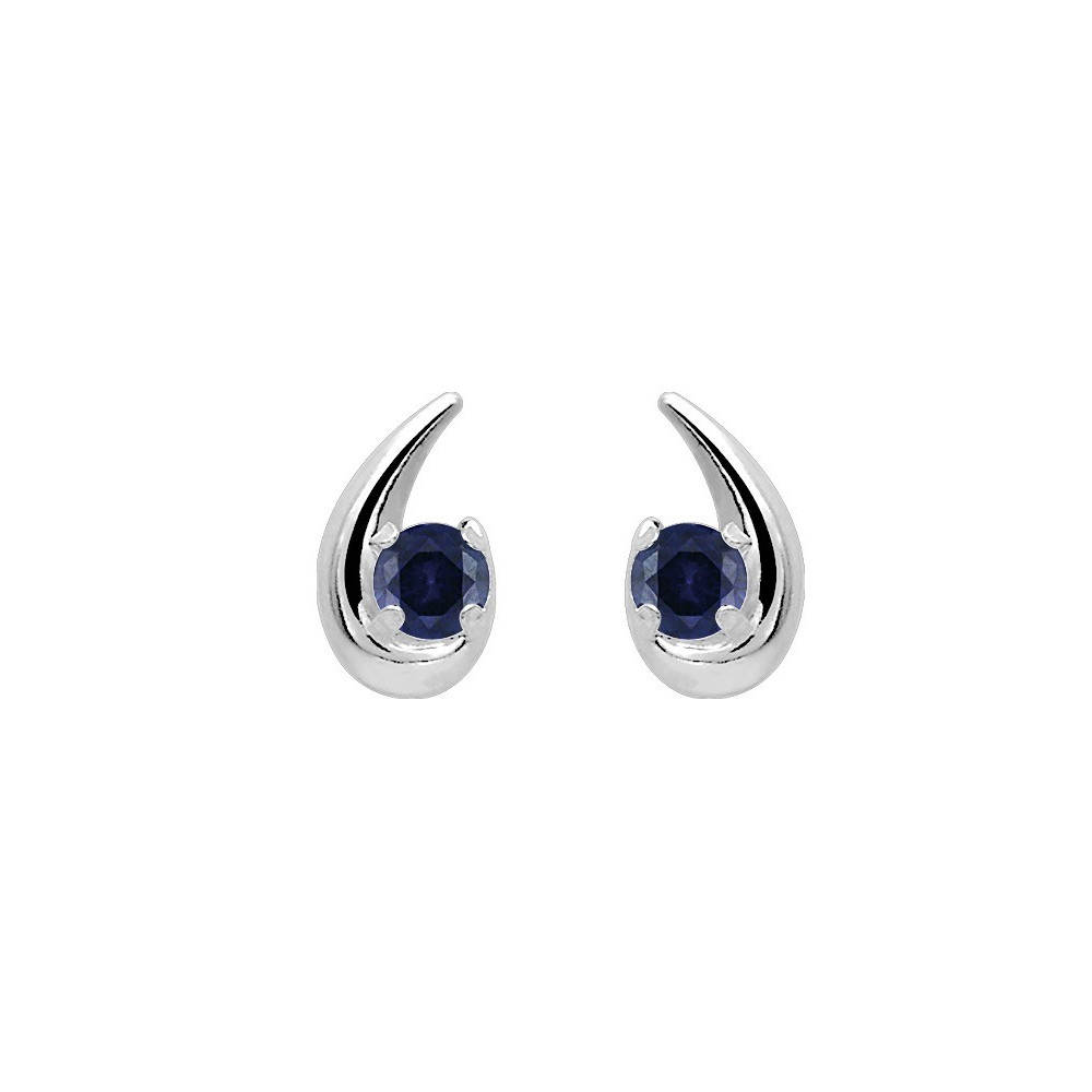 Les Boucles d'oreilles or gris 375/1000 et saphirs bleus taille brillant by Stauffer