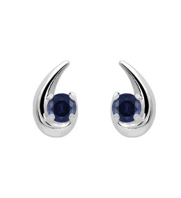 Les Boucles d'oreilles or gris 375/1000 et saphirs bleus taille brillant by Stauffer
