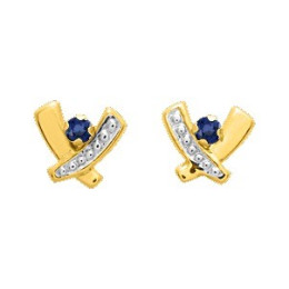 Les Boucles d'oreilles or bicolore 375/1000 et saphirs bleus taille brillant by Stauffer