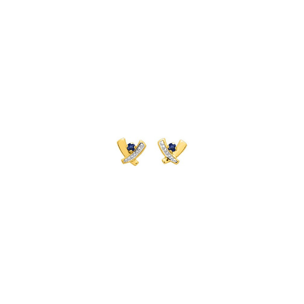Les Boucles d'oreilles or bicolore 375/1000 et saphirs bleus taille brillant by Stauffer
