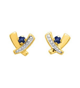 Les Boucles d'oreilles or bicolore 375/1000 et saphirs bleus taille brillant by Stauffer