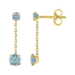 Les Boucles d'oreilles pendantes or jaune 375/1000 et topazes bleues taille brillant by Stauffer