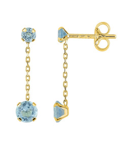 Les Boucles d'oreilles pendantes or jaune 375/1000 et topazes bleues taille brillant by Stauffer