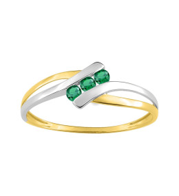 La Bague or bicolore 375/1000, émeraudes taille brillant by Stauffer
