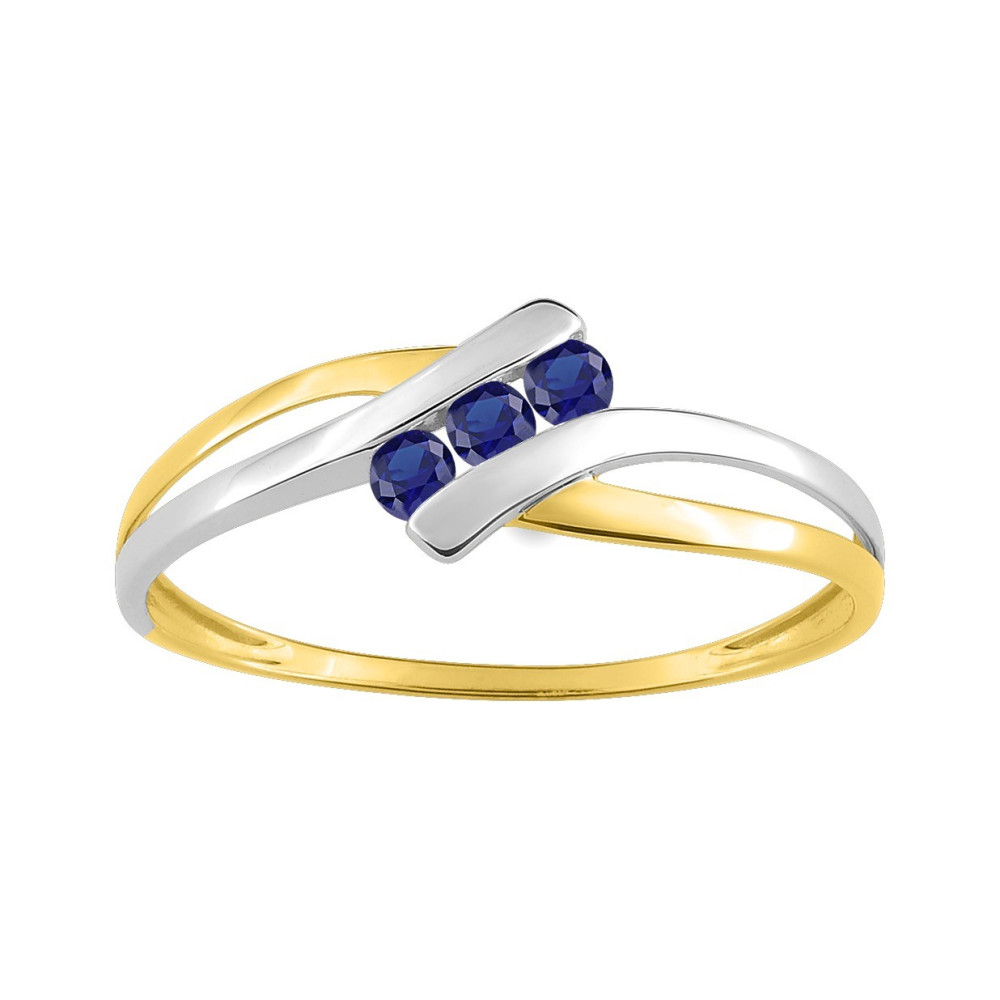 La Bague or bicolore 375/1000, saphirs bleus taille brillant by Stauffer