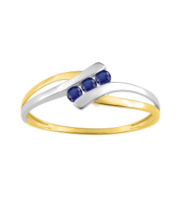 La Bague or bicolore 375/1000, saphirs bleus taille brillant by Stauffer