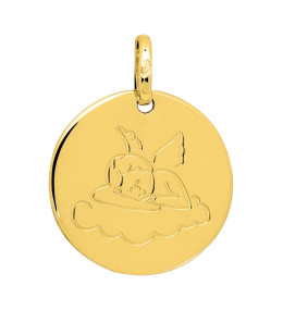 La Médaille Ange or jaune 375/1000, forme ronde by Stauffer