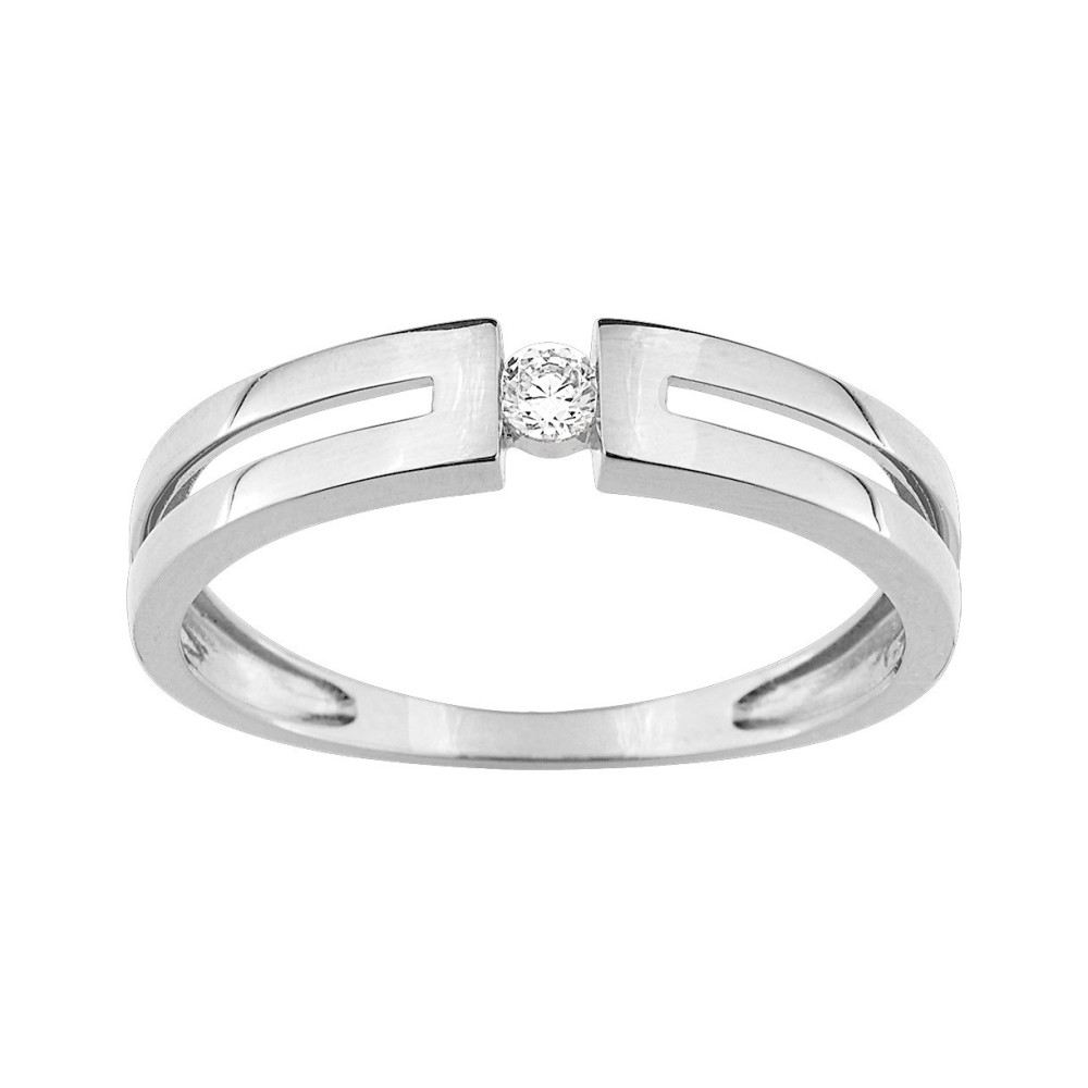 La Bague or gris 375/1000, oxyde de zirconium taille brillant by Stauffer