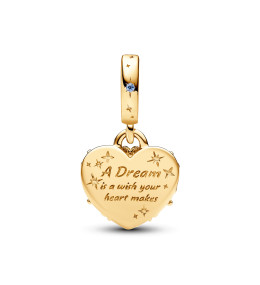 Le Charm pendentif double Pandora, Disney carrosse de Cendrillon et coeur, en métal doré jaune 585/1000, 763072C01