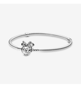 Le Bracelet Disney PANDORA Moments, Maille Serpent Fermoir pavé Minnie, en argent 925/1000, 597770CZ