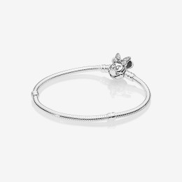 Le Bracelet Disney PANDORA Moments, Maille Serpent Fermoir pavé Minnie, en argent 925/1000, 597770CZ