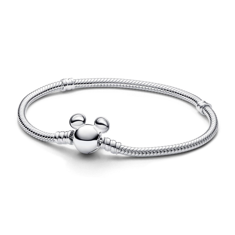 Le Bracelet Disney PANDORA Moments, Maille Serpent Fermoir Mickey, en argent 925/1000, 593061C00
