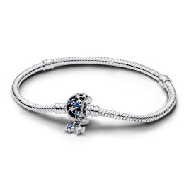 Le Bracelet PANDORA Moments, Maille Serpent Fermoir lune scintillante, en argent 925/1000, 592819C01