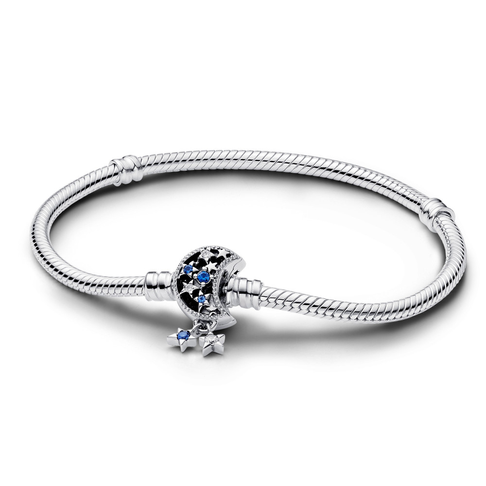 Le Bracelet PANDORA Moments, Maille Serpent Fermoir lune scintillante, en argent 925/1000, 592819C01