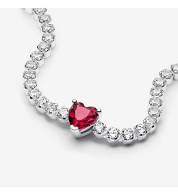 Le Bracelet Pandora, Tennis Coeur rouge Scintillant , en argent 925/1000, 590041C02
